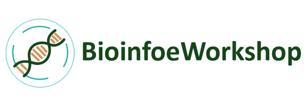 Bioinfoeworkshop logo with a circular DNA helix emblem
